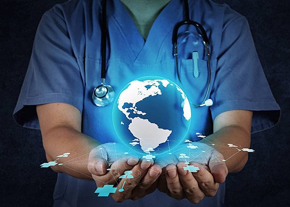pngtree a physician holding a globe symbolizing healthcare services around the world photo image 32284988